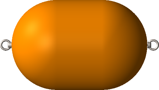 Orange WT-BF-2436 24 inch diameter x 36 inch length foam-filled poly barrier float / pick up buoy with stainless eye nuts on each end